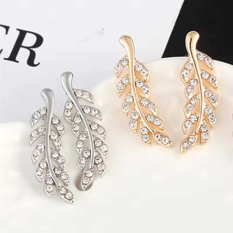 Zircon Leaf Earrings