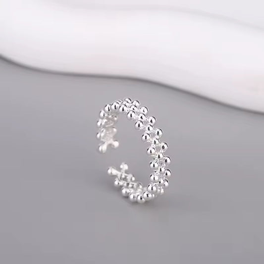 Silver Bi-layer Ball Ring