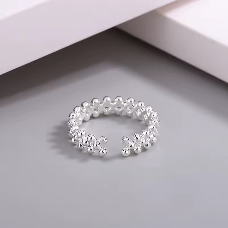 Silver Bi-layer Ball Ring