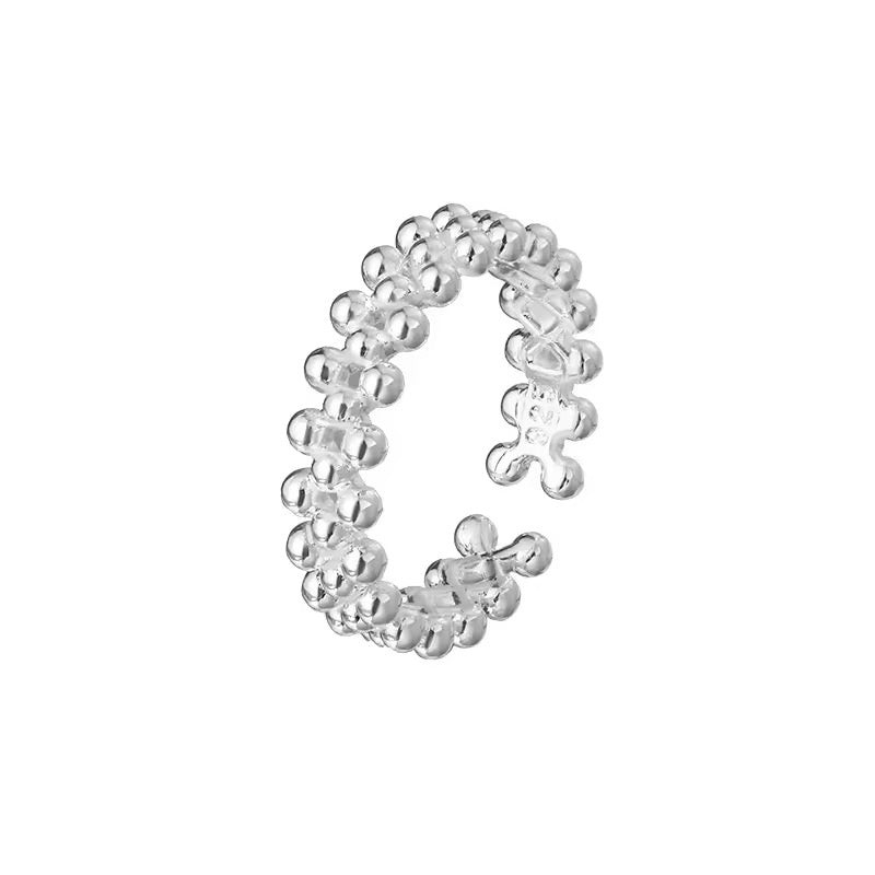 Silver Bi-layer Ball Ring