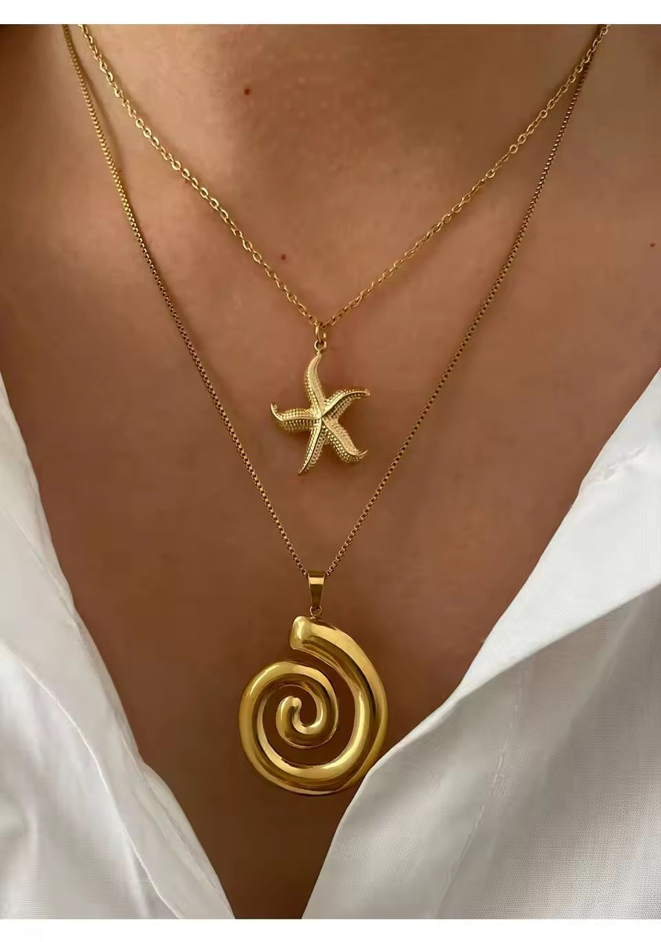 Set of Two - Starfish Vertex Necklace