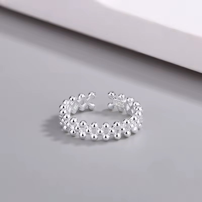 Silver Bi-layer Ball Ring