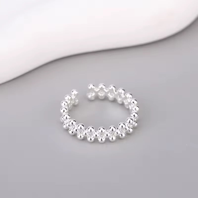 Silver Bi-layer Ball Ring